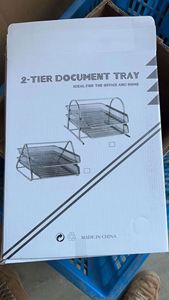 Stackable Iron Mesh Metal Office Desk <b>Organizer</b> with 2 Document Letter Trays <b>File</b> Tray Cabinet for Documents and <b>Files</b> - Product Image 5