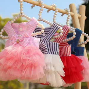 Joymay Customized Dogs Cats Dress Mesh Skirt Dog Cat Skirt Stripe Pet Clothes Luxury Suitable For Spring And Summer