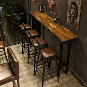 Juego de Taburetes de Bar Estilo Steampunk Industrial, Tablero de Madera Vintage con Borde Remachado, Base de Hierro Resistente, Juego de Comedor Alto para Pub o <span class=keywords><strong>Bistro</strong></span> - Product Image 3