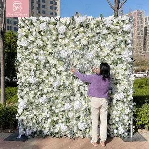 Parete floreale bella del fiore artificiale 3D rosa bianca e ortensia per la decorazione del fondo di nozze