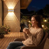 Applique murale LED moulée intégrée à finition mate, émission bidirectionnelle, effet ciel étoilé, étanche IP65, pour extérieur, projets hôteliers et villas