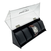 Organisateur de montres en acrylique transparent à 5 emplacements, boîte de rangement pour collectionneur en lucite avec couvercle à charnière, présentoir de vente au détail