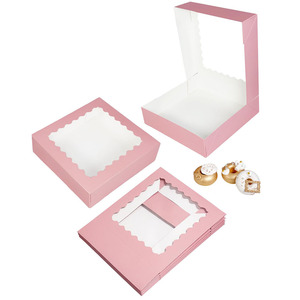 B422 קרטון ורוד קל להרכיב עוגיות מקרון תיבות מאפייה חלון אוטומטי פופ הסיטונאי לנקות את החלון הסיטונאי - Product Image 2