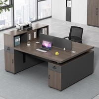 Ensemble de bureau et de chaise d'ordinateur moderne double face simple avec boîte à câbles, design détachable pour le bureau, double siège pour le personnel