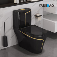 Haute qualité luxe noir or sanitaire en céramique WC couleur cuvette de toilette une pièce luxe céramique noir or toilette à vendre