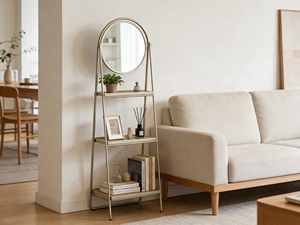 Marco de Metal dorado champán, estante de madera Natural, estante plegable de almacenamiento para entrada, sala de estar, sala de maquillaje, soporte de flores, laca - Product Image 3