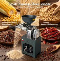 Moulin à Grains Mini Portable en Acier Inoxydable pour Usage Domestique et Agricole – Équipement de Fabrication de Poudre d'Aliments pour Animaux