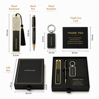 Coffret Cadeau d'Affaires de Luxe Exécutif Personnalisé avec Logo : Stylo Métallique, Marque-page et Porte-clés – Kit 3-en-1 pour Remerciement Client et Cadeaux d'Entreprise