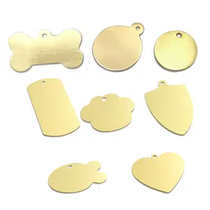 All'ingrosso lucidato da 1 pollice-1.38 pollice Soild in ottone rettangolo Pet Dog Tag o da 25mm in bianco piatto rotondo etichetta con fori