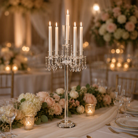 Chandelier transparent en acrylique pour mariage, restaurant occidental, fête d'anniversaire, décoration de table de mariage, ornement de bougie