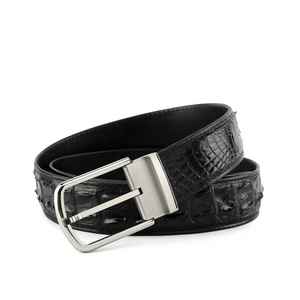 Ceinture en cuir véritable pour homme de haute qualité, classique, vintage, avec boucle à ardillon, en cuir de crocodile, sangle de luxe - Product Image 1