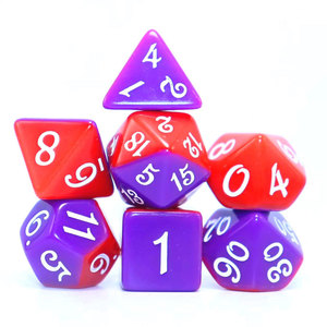 Venta al por mayor núcleo cubierto transparente poliedro conjunto acrílico dos tonos capa de <span class=keywords><strong>color</strong></span> dados poliédricos para el juego RPG en línea - Product Image 5