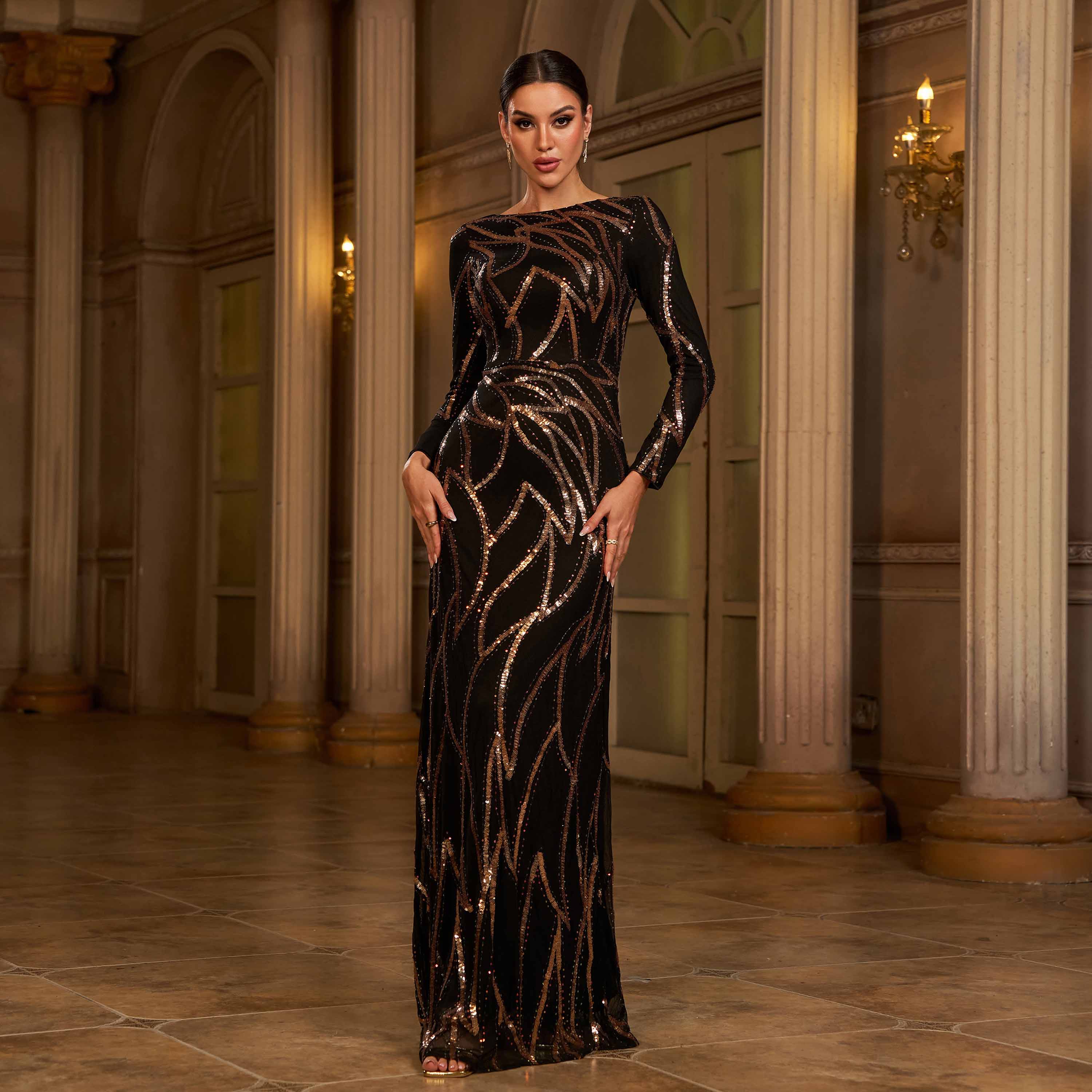 elegant long dress missord Lantern Sleeves Women's Plus Size Maxi Dress