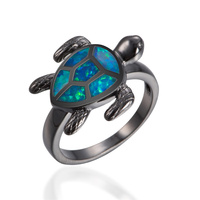 Vente en gros de bague en pierre d'opale de style européen et américain pour dames bijoux de bague de tortue en pierres précieuses australiennes naturelles