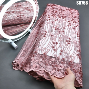 Supoo-tela de encaje de red de tul africano, malla <span class=keywords><strong>francesa</strong></span> de seda de leche de alta calidad <span class=keywords><strong>con</strong></span> brillo - Product Image 4