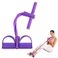 Máquina de Ejercicios Abdominales con Pedal para Piernas, Entrenador de Abdominales con 4 Tubos Antideslizantes, Banda de Resistencia para Ejercicios de Abdominales