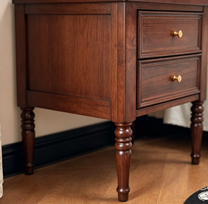 Premium Solid Wood Nightstand French Vintage Spindle <b>Legs</b> 2 Drawer Storage Bedroom Furniture Stable Bedside End <b>Table</b> - Product Image 6