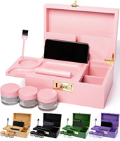 Caja de Madera de Bambú Portátil de Alta Calidad Personalizada con Bandeja de Servicio con Cerradura de Lujo para Fumar