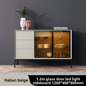 Aparador y gabinete de vino minimalista italiano, consola de almacenamiento y té de madera maciza lacada, gabinete de entrada multifuncional - Product Image 4