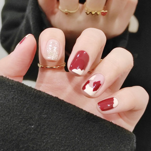 Venta al por mayor de pegatinas removibles de arte con acabado ovalado colorido, puntas de uñas postizas autoadhesivas - Product Image 2