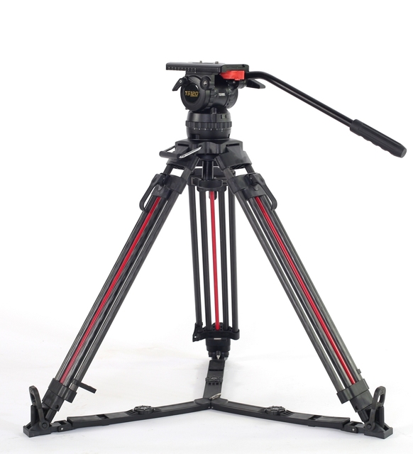 TL Media Broadcast Level Payload 15KGS Carbon Fiber Tripod Fluid Head 100mm Bowl Flip Lock for Video Digital Cameras Portable