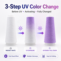 Hilo Acrílico Teñido con Cambio de Color Reactivo a los Rayos UV, Hilo Fotocrómico para Tejer Prendas, Cambio de Color Personalizado, Textil Ecológico