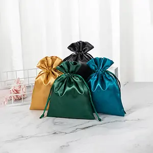 Customized Logo Satin Pouch Satin Colored Pouches Small Drawstring Bag Satin Pouch Bag For Jewelry