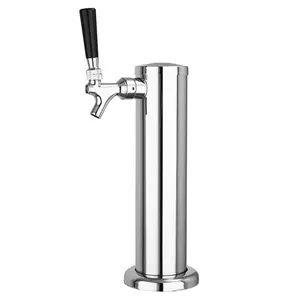 Commercial Draft Beer Column Tower with Chrome Faucet Tap Handle Mounting Hardware.