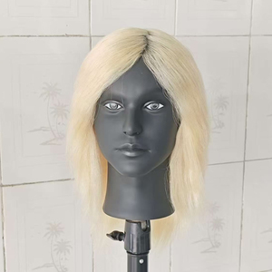 Testa di Manichino per Parrucchieri 100% Capelli Umani, Modello Maschile per Pratica di Styling, Intrecciatura e Taglio - Product Image 1