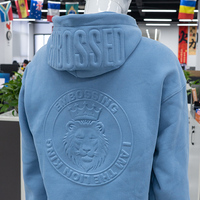 Sudadera con Capucha de Punto Oversize OEM de 350g para Otoño, Estilo Urbano, Algodón Grueso con Relieve 3D, Unisex, Cuello Alto con Botones Personalizados