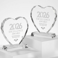 Trophée personnalisé en cristal en forme de cœur, récompense en verre gravé en forme de cœur pour la Saint-Valentin, les anniversaires, Thanksgiving, les cadeaux d'appréciation