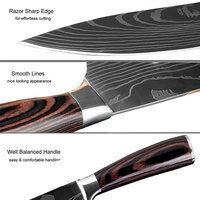 Ensemble de 8 couteaux de cuisine Chef, 8 pouces, japonais, 7CR17 440C, acier inoxydable à haute teneur en carbone, motif damas, couteau à trancher, Santoku