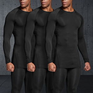 Men's Full Sleeve <b>Compression</b> Rash Guard <b>Black</b> Quick Dry Spandex Polyester Long Sleeve <b>Shirt</b> For MMA Training Workout - Product Image 2
