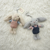Porte-clés Lapin en Peluche de Coton Adorables avec Longues Oreilles et Salopette, Tailles Personnalisées, Tissu Doux pour Décorer Sacs et Clés, Cadeaux Mignons