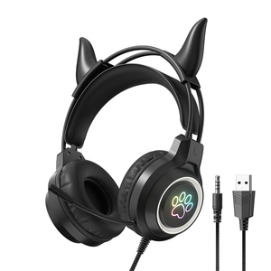 Soyto G35 ODM Auriculares para juegos para jugadores Cute Cow Ear RGB Auriculares con cable para niñas Niños Auriculares AudIfonos Fábrica al por mayor - Product Image 1