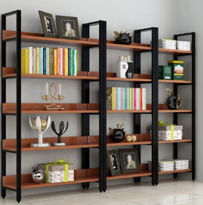 YQ JENMW Minimalist Style Simple <strong>Bookcase</strong> <strong>Solid</strong> <strong>Wood</strong> and Metal Modern <strong>Bookcase</strong> Bookshelf <strong>Bookcase</strong> - Product Image 3