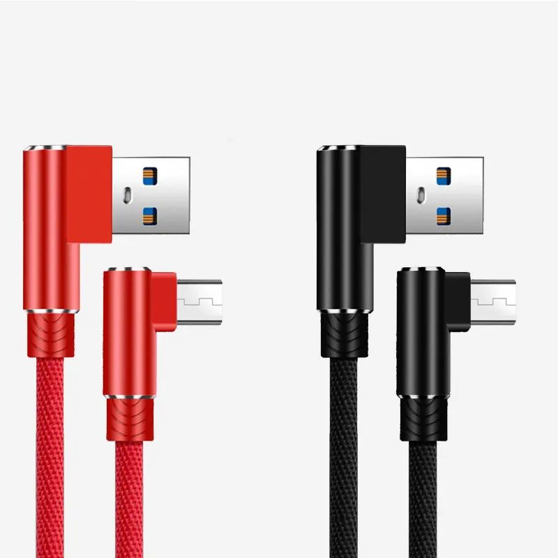Micro USB Cable 2A Fast Charger USB Cord 90 degree elbow Nylon Braided Data Cable for Samsung Sony Android for Phone