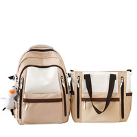 Sac à bandoulière 2 pièces personnalisé pas cher en gros, sac à dos simple pour étudiants du secondaire, sacs d'école avec pendentif