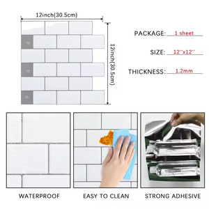 YALONG all'ingrosso bianco Peel and Stick mattonelle Backsplash 3d autoadesivo sul muro di mattoni piastrelle cucina bagno metropolitana - Product Image 5