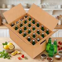 Boîte d'expédition pour bouteilles de bière divisée, emballage robuste pour bouteilles en verre, carton ondulé à 24 compartiments avec poignée