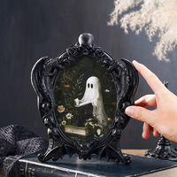 Cadre photo en résine écologique avec motif chauve-souris 3D en relief, style gothique sombre américain, vintage, pour Halloween, hôtel, bar, festival, décoration de table
