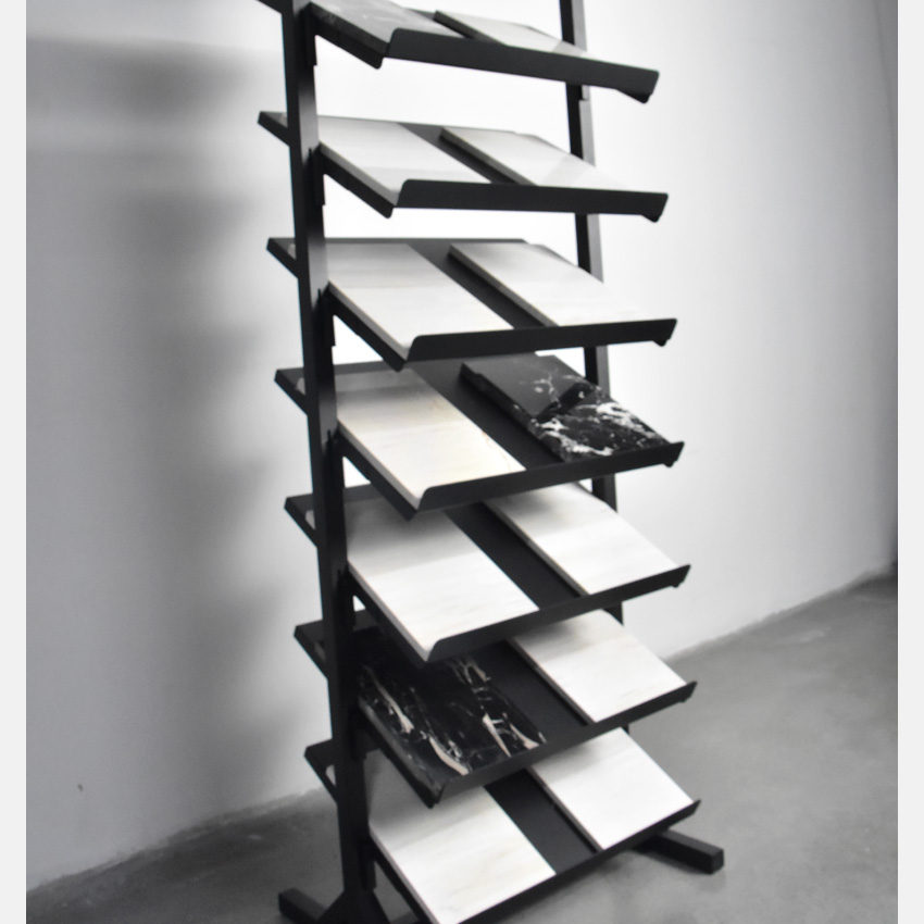 High Quality Metal Sample Holder Custom Floor Standing Quartz Marble Ceramic Tiles Showroom Stand Display Racks Tile Stone