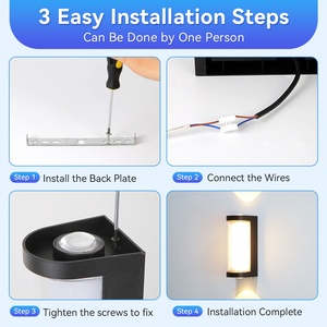 Lámpara de Jardín LED de Alto Brillo IP65, Lámpara de Pared Exterior Impermeable de 12W, <span class=keywords><strong>Luz</strong></span> Blanca Cálida, Luces de Puerta/Luces de Pared LED - Product Image 6