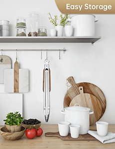 Offre Spéciale – Pinces de Barbecue 14 Pouces en Acier Inoxydable avec Manche en Bois pour Accessoires de Cuisine - Product Image 5