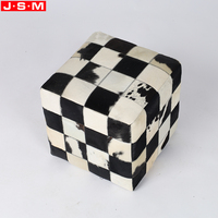 Tabouret en tissu mousse souple noir et blanc Tabouret pouf de loisirs unique pour salon chambre