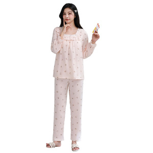 Jaden Bird Women <b>Cloud</b> Cotton Pajamas Set Long Sleeve Square <b>Neck</b> With Bra Pads L-Xl - Product Image 5