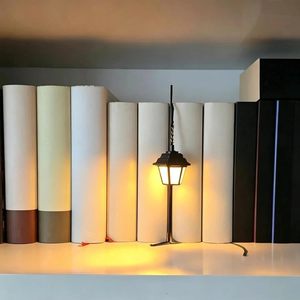 Library Lantern Bookshelf Lights Metal Decorative Reading Lamp Yellow Shade <b>Push</b> <b>Button</b> <b>Switch</b> For Adults Bookends - Product Image 6