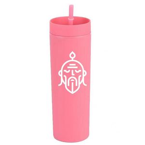 Venta al por mayor personalizado 16Oz doble pared flaco vaso reutilizable frío vaso acrílico de plástico con pajita y tapa - Product Image 4