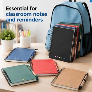 Bloc-notes en kraft avec logo personnalisable, stylo, notes adhésives, carnet à spirales, bloc-notes imprimés promotionnels, bloc-notes personnalisés avec stylo - Product Image 3