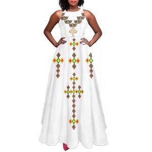 slim fit dress slacks Graceful Blue and Gold Zuria – Modern Habesha Dress main image 0